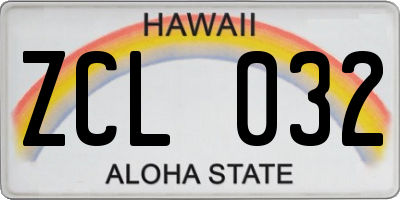 HI license plate ZCL032