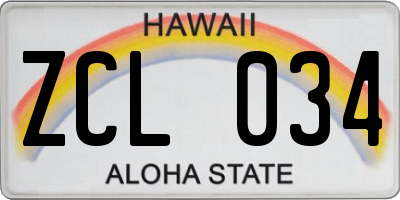 HI license plate ZCL034