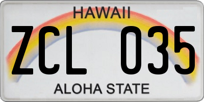 HI license plate ZCL035