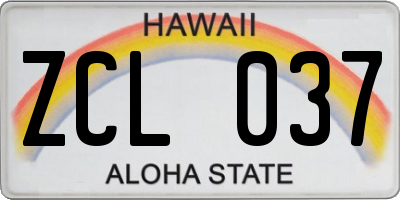 HI license plate ZCL037