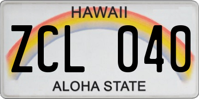 HI license plate ZCL040