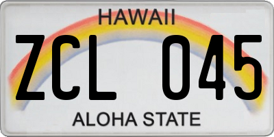 HI license plate ZCL045