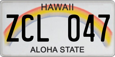 HI license plate ZCL047