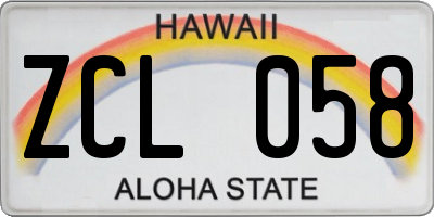 HI license plate ZCL058