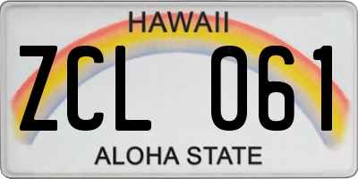 HI license plate ZCL061