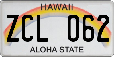 HI license plate ZCL062