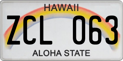 HI license plate ZCL063