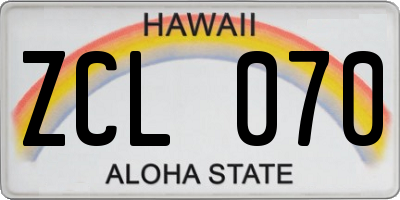 HI license plate ZCL070