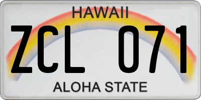 HI license plate ZCL071