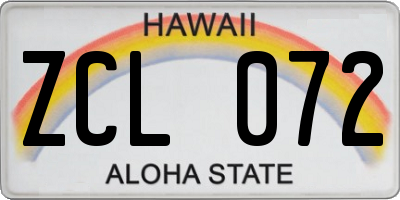 HI license plate ZCL072