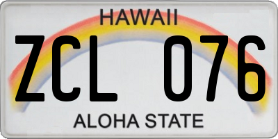 HI license plate ZCL076