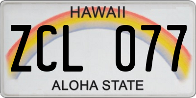 HI license plate ZCL077