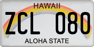 HI license plate ZCL080