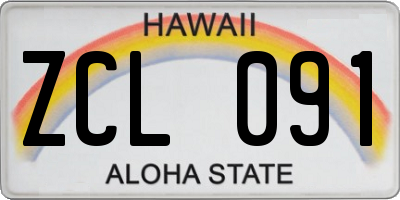 HI license plate ZCL091