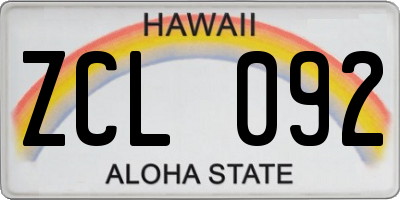 HI license plate ZCL092