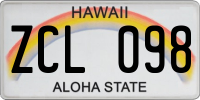 HI license plate ZCL098