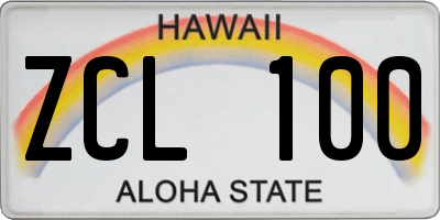 HI license plate ZCL100