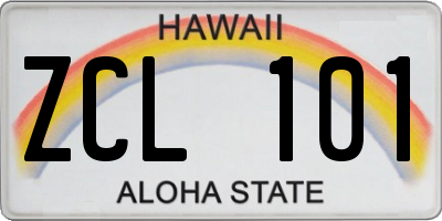 HI license plate ZCL101