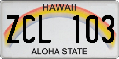 HI license plate ZCL103