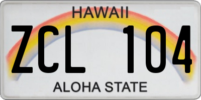 HI license plate ZCL104