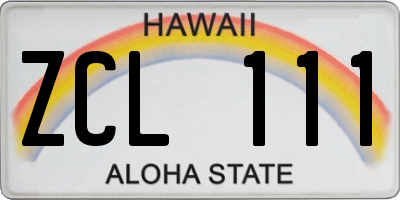 HI license plate ZCL111