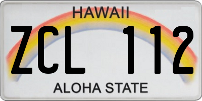 HI license plate ZCL112