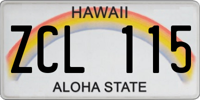 HI license plate ZCL115