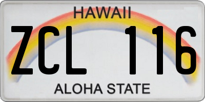 HI license plate ZCL116
