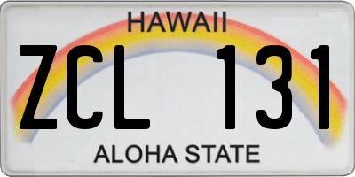HI license plate ZCL131