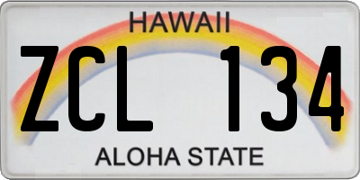 HI license plate ZCL134