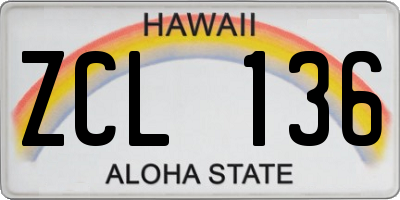 HI license plate ZCL136