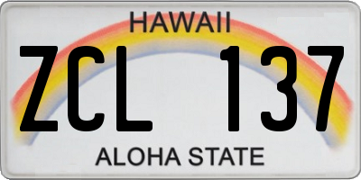 HI license plate ZCL137