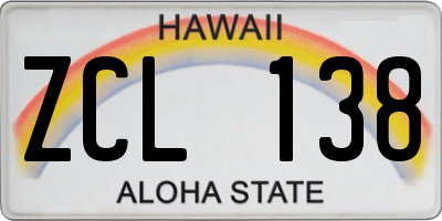 HI license plate ZCL138