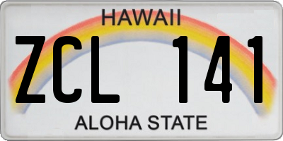 HI license plate ZCL141