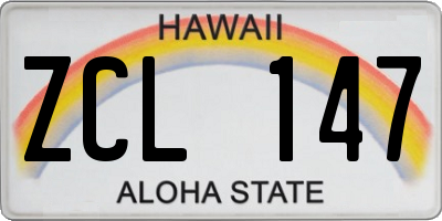 HI license plate ZCL147