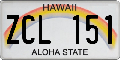 HI license plate ZCL151