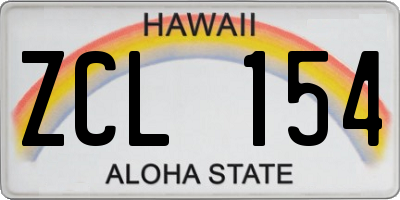 HI license plate ZCL154