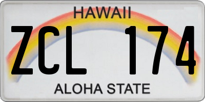 HI license plate ZCL174