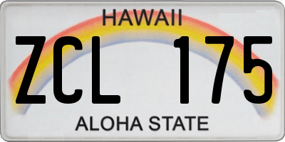 HI license plate ZCL175