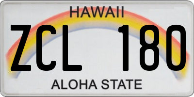HI license plate ZCL180