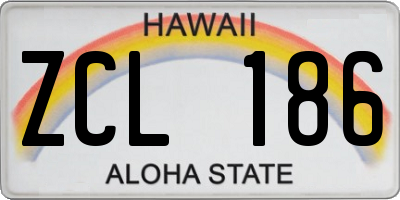 HI license plate ZCL186