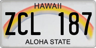 HI license plate ZCL187