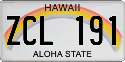HI license plate ZCL191