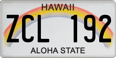 HI license plate ZCL192