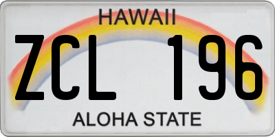 HI license plate ZCL196