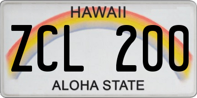 HI license plate ZCL200
