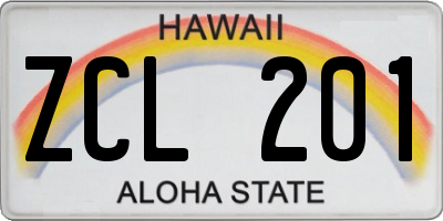 HI license plate ZCL201