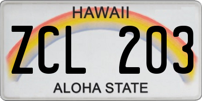 HI license plate ZCL203