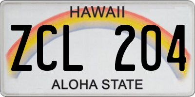 HI license plate ZCL204
