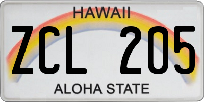 HI license plate ZCL205